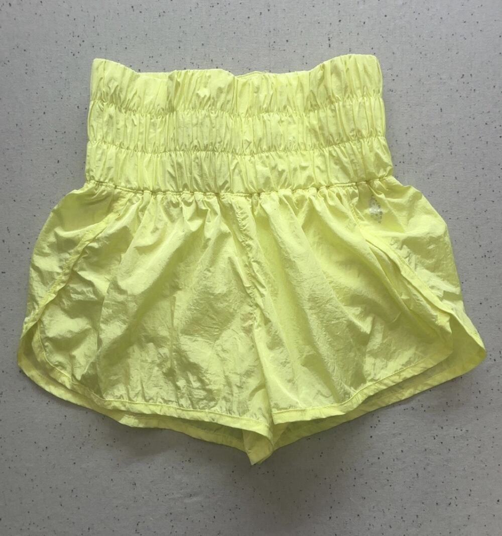 FP Movement Free People The Way Home High Waisted Running Shorts Yellow S